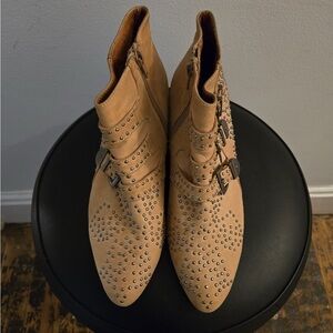 Studded Tan Ankle Boots